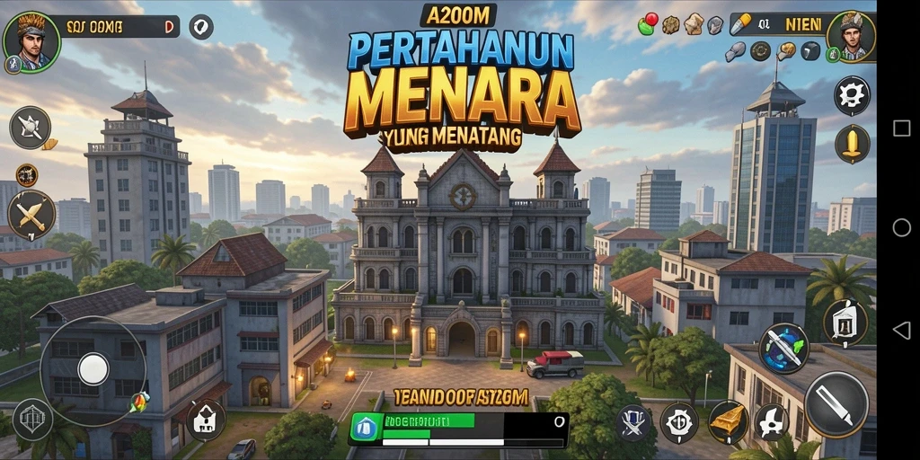 Gameplay intens A200M dengan menara yang beragam dan musuh yang menantang.