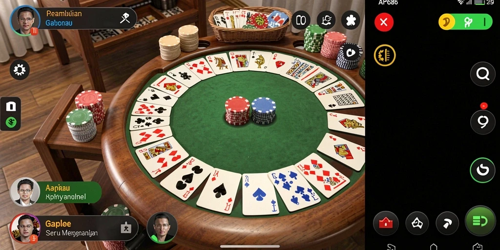 Screenshot AP686 menunjukkan pemain menikmati permainan Gaple yang seru.