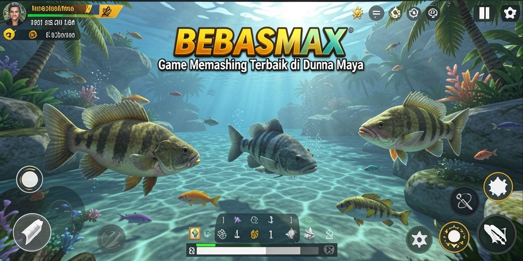 Screenshot gameplay BEBASMAX menunjukkan pengalaman memancing yang realistis.