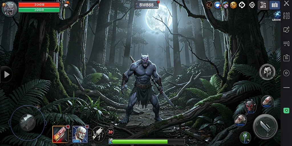 Screenshot BW888 menampilkan suasana mencekam dengan elemen gameplay yang intens.