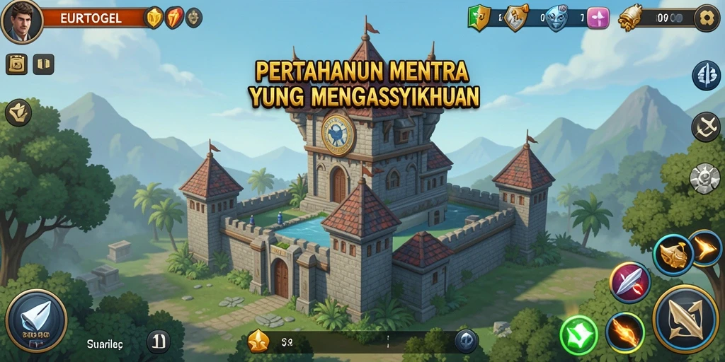 Menara pertahanan yang kompleks menghadapi gelombang musuh.