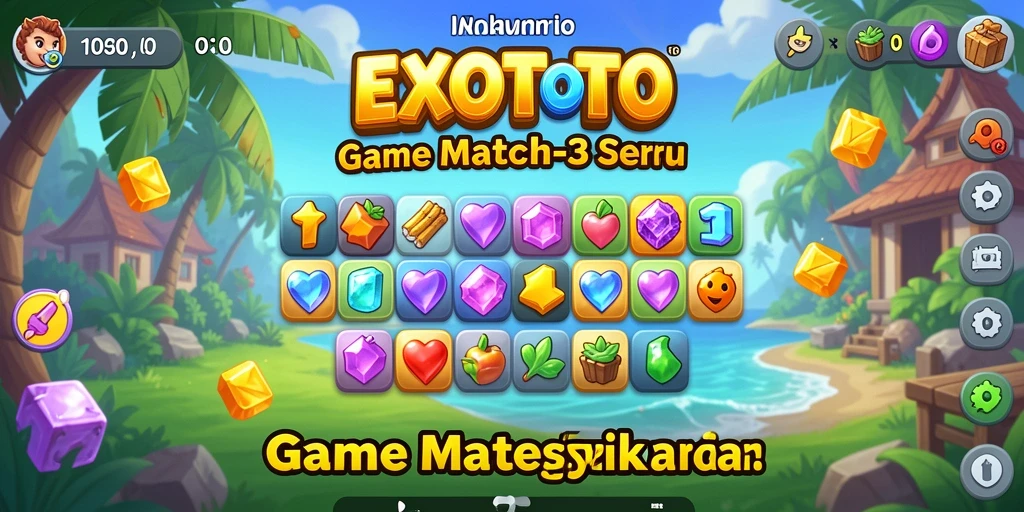 Tangkapan layar gameplay EXOTOTO menunjukkan keseruan mencocokkan elemen warna-warni.