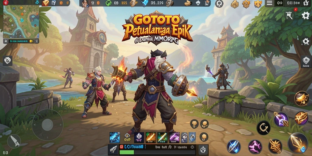 Screenshot utama GOTOTO menampilkan aksi gameplay MMORPG yang seru.