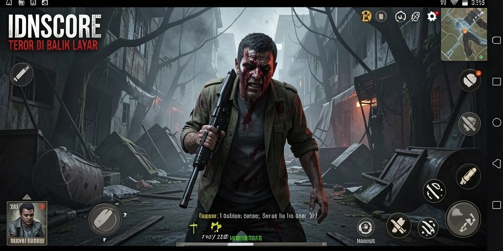 Gameplay menegangkan dalam IDNSCORE dengan elemen horror yang kuat.