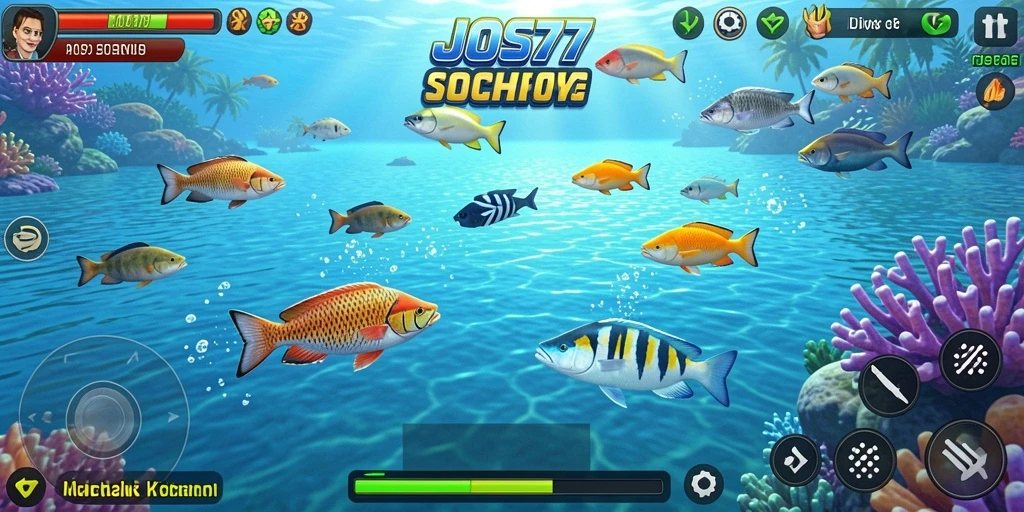 Screenshot gameplay JOS77 menampilkan aksi seru menembak ikan.