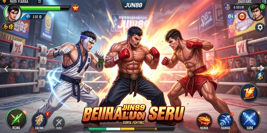 Screenshot dari gameplay JUN88 menampilkan aksi pertarungan yang intens.
