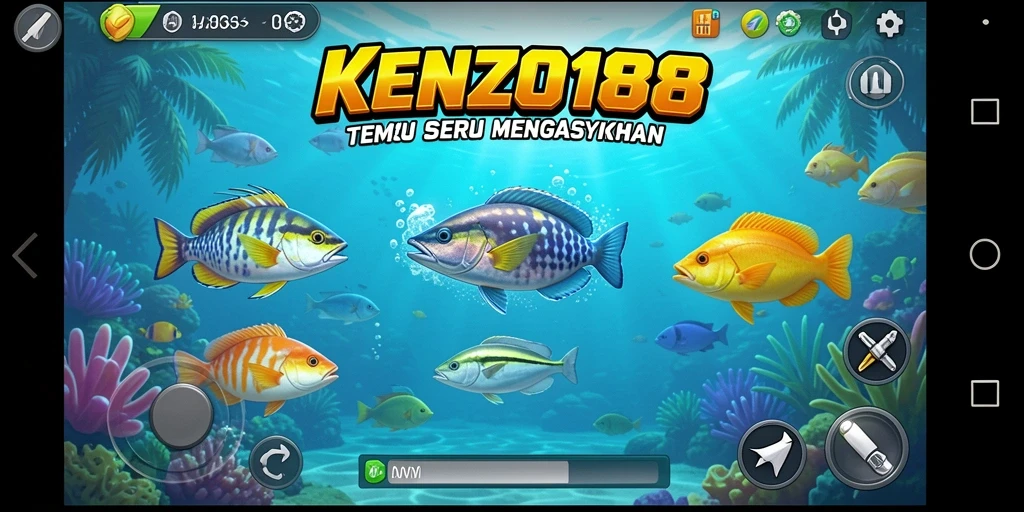 Tampilan gameplay seru KENZO188 dalam menembak ikan.