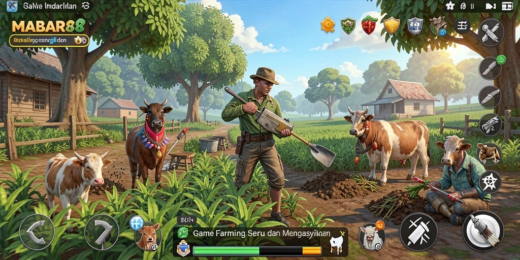 Tampilan screenshot MABAR88 menunjukkan aktivitas bertani yang seru.