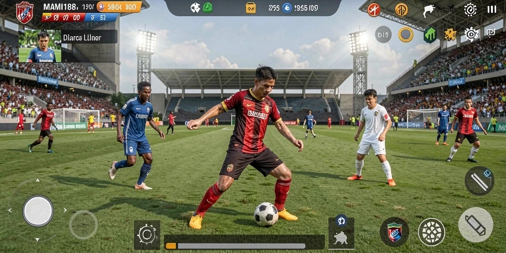 Tampilan gameplay MAMI188 yang mendebarkan saat pertandingan sepak bola.