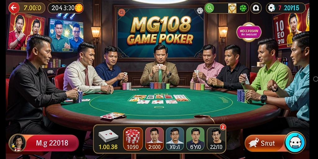 Tampilan gameplay seru dari permainan Poker MG108.