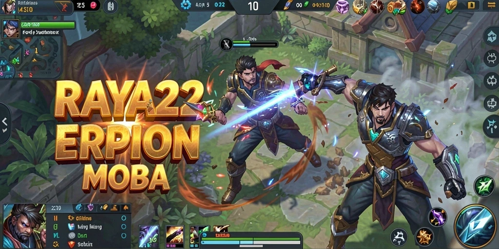 Screenshot gameplay RAYA22 menampilkan aksi pertarungan tim yang epik.