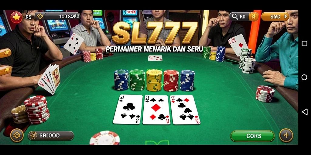 Tampilan gameplay Poker yang mendebarkan di SL777.